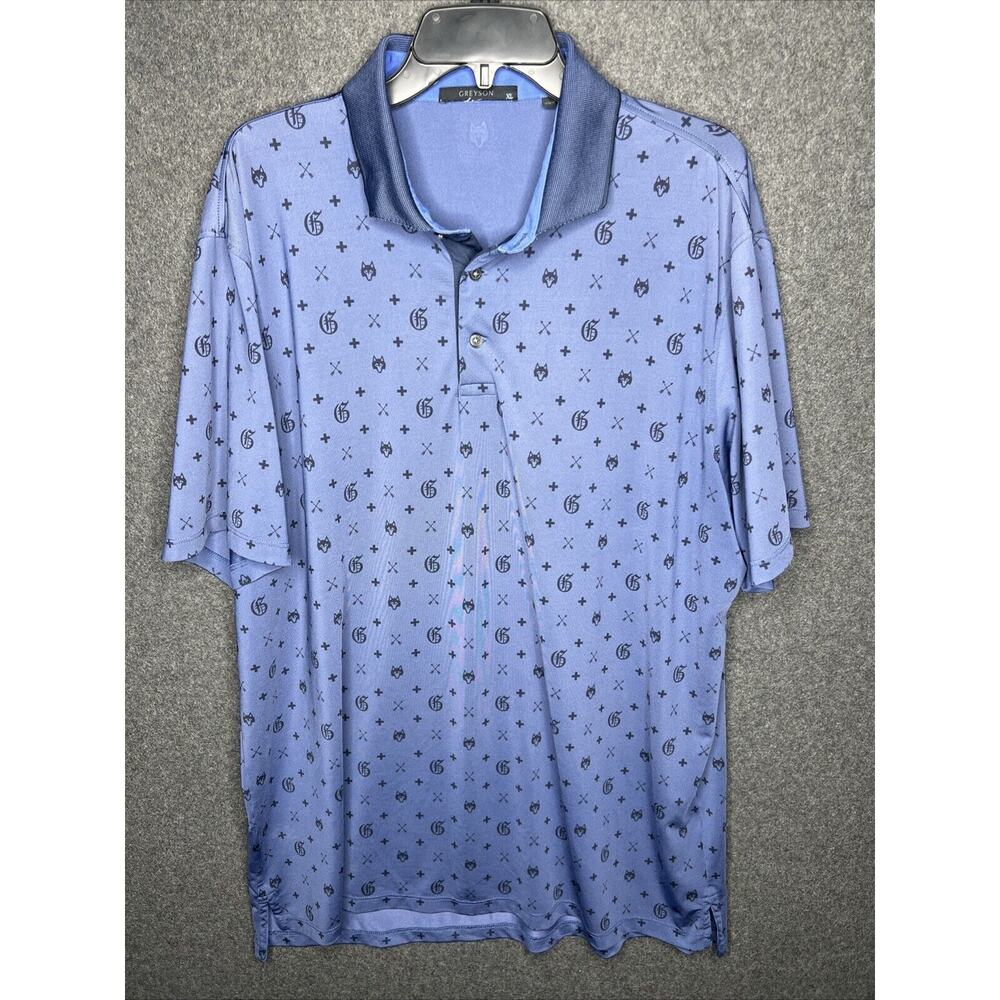 Greyson Golf Men’s Polo Shirt Size XL Printed Wolf Blue Arrows